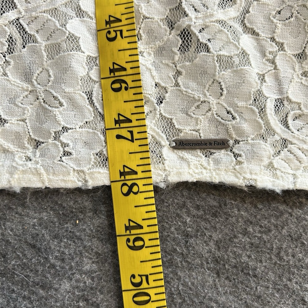 Abercrombie & Fitch Strapless White Lace Dress Medium Smoked Back  Side Slit - Picture 8 of 12